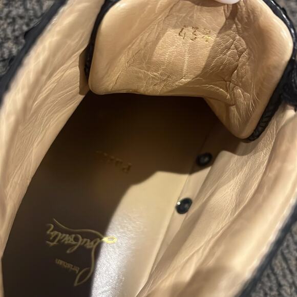 Christian Louboutin Black High-Top Sneakers Louis Flat Python Wax - Picture 3 of 9